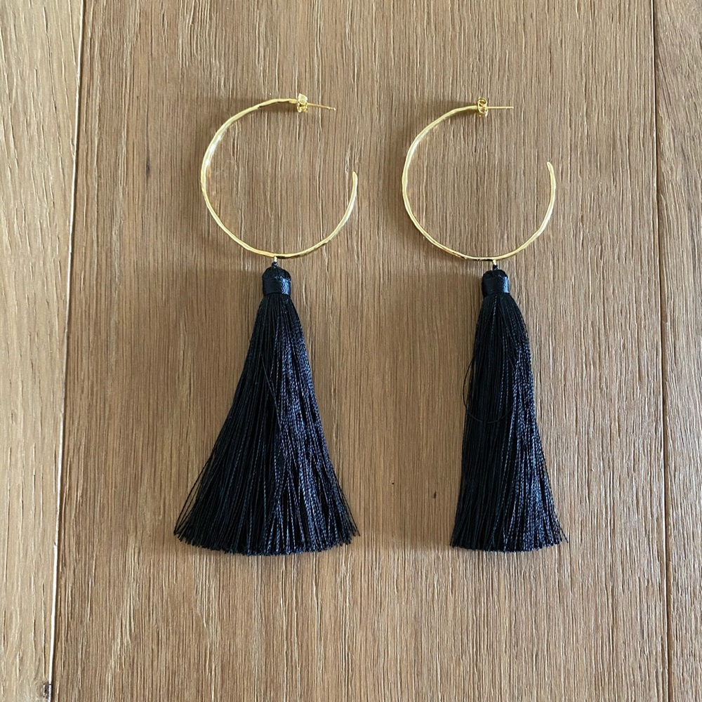 Black Tassel Statement Earrings